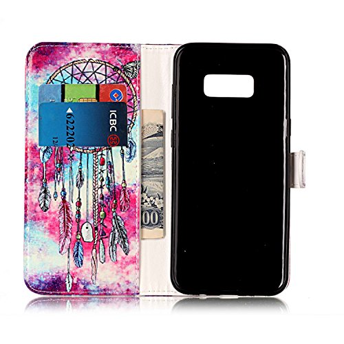Чанта-портфейл STENES Galaxy S8 - Стилна серия Marble Stripes Campanula Chimes Премиум-клас от мек полиуретан в цветовата