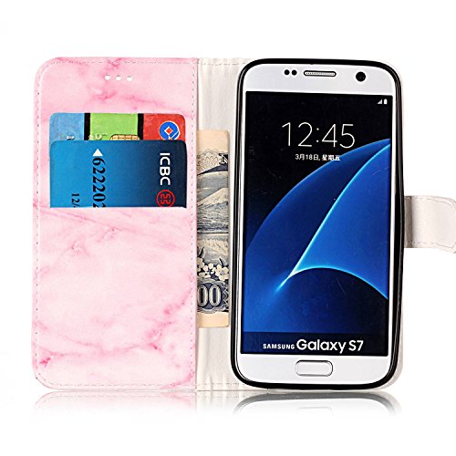 Чанта-портфейл STENES Galaxy S7 - Стилна серия Marble Stripes от мек полиуретан Премиум-клас в цветовата гама