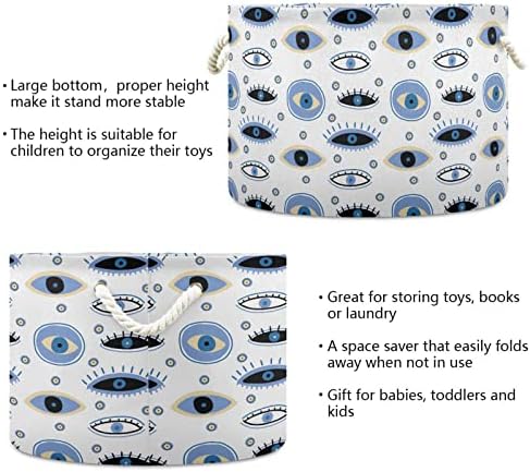 JUNZAN Зли Виждащите Очи Наивни Памучни Въжени Кошница За Съхранение на Складное Кофа За Съхранение на Детски Играчки за