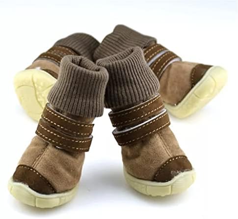 LEPSJGC 4 бр./компл., дебели обувки за домашни кучета, нескользящая водоустойчив обувки за малки кучета, Зимни топли зимни ботуши (Цвят: бял-нашивка с петолъчна звездой4,