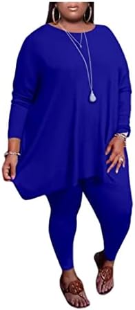 Дамски Дрехи Huasemy Размера на Плюс от 2 теми, Обикновена Блузи с дълъг ръкав, Прилепнали Панталони, Всекидневни