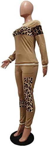 Alunzoem/ Дамски Ежедневни Облекла от 2 теми с Леопардовым Принтом, Топ и Панталон с дълги ръкави, Комплект