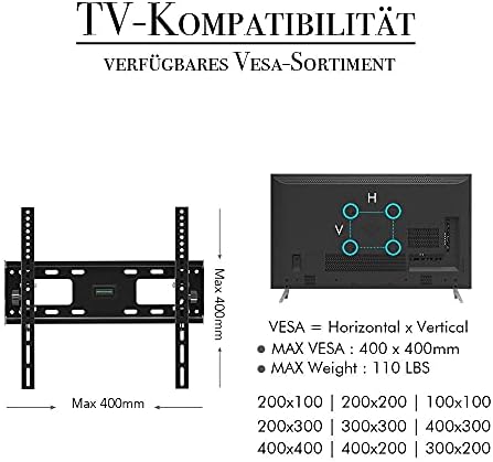Монтиране на стена за телевизор от неръждаема стомана за повечето плоски извити телевизори с диагонал 32-65 инча,