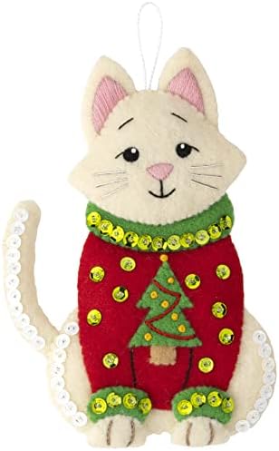 Комплект за декорация от филц Bucilla SWEATR, Котка в Грозни пуловери, (89381E)