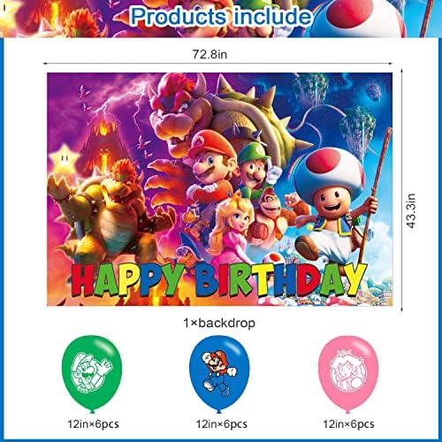 Марио Movie 2023 Фон Банер на Рожден Ден на Марио Movie 2023 Аксесоари за Парти по случай рождения Ден на Марио Movie