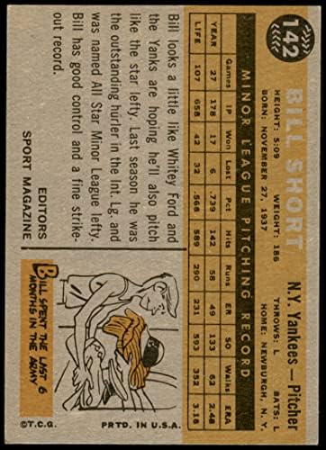 1960 Topps # 142 Звезда-начинаещ Ню Йорк Янкис Бил Шорти (бейзболна карта) в Ню Йорк + Янкис
