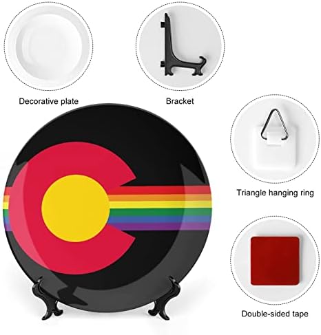 Декоративна Чиния от Костен Порцелан Colorado Rainbow Кръгли Керамични Плочи плавателни съдове с Поставка за Домашния Офис