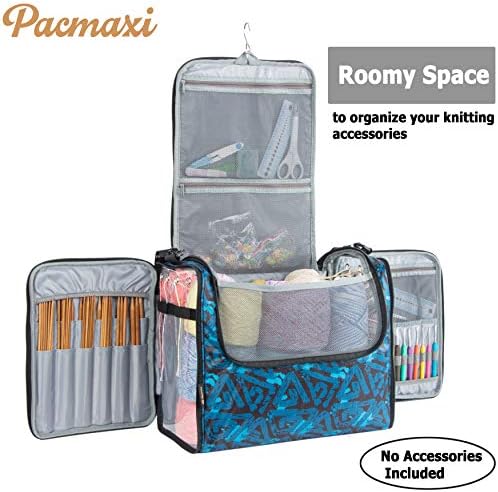 Чанта за плетене PACMAXI Yarn Storage - Преносим Органайзер за съхранение на прежди с голям капацитет с пагон