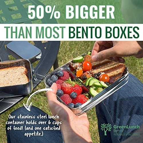 Bento-бокс 3 в 1 от неръждаема стомана за възрастни с капсула за закуски - с Капацитет 6 чаши хранене, е устойчив