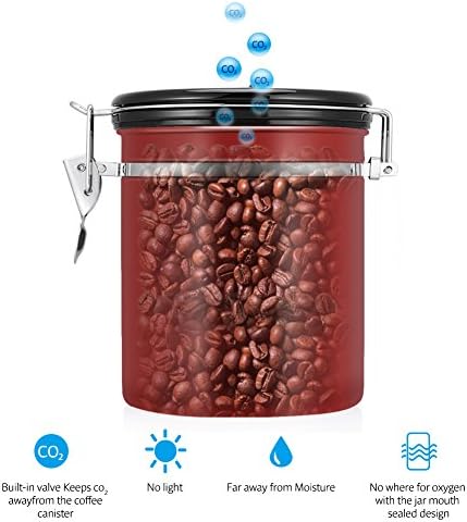 Кутия за кафе GLOGLOW, Херметически Контейнер за зърна и утайка от кафе, от Неръждаема Стомана, с капак за освобождаването на CO2, датата, с капацитет от 50 мл, Вино-Червено