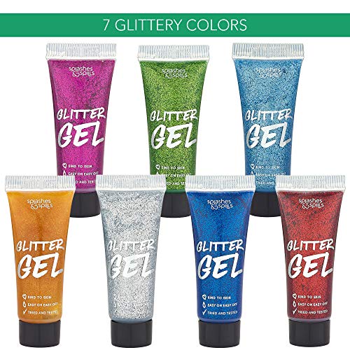Гел-боя с блясък за тяло - Комплект от 7 цвята за жени, Момичета - Тръби по 10 мл с Голографическим ефект