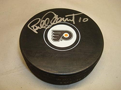 Бил Климент подписа хокей шайба Филаделфия Флайърс с автограф на 1C - за Миене на НХЛ с автограф