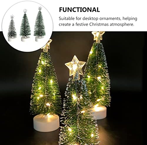 Toyvian Мини Коледно Дърво, Мини Коледна Елха с led осветление, Коледна Маса, Малки Декорации за Коледната