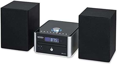 Модерна bookshelf Jensen серия JBS-210 Silver с Bluetooth, Музикална система за cd-та, цифров стерео AM/FM с тонколони, Aux-вход и дистанционно управление в комплекта