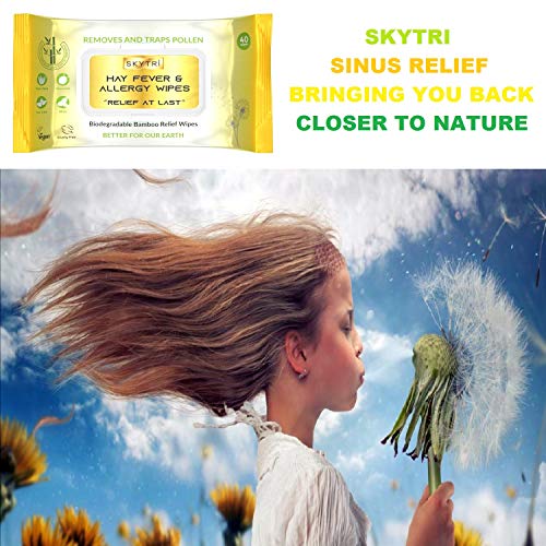 Кърпички за премахване на сенна хрема и алергии SKYTRI. 40 Салфетки. Биоразлагаемый. Бамбук. Натурални