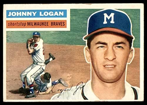 1956 Topps 136 с Джони Логаном Милуоки Брейвз (Бейзболна картичка) (Бяла спин) VG/EX Брейвз