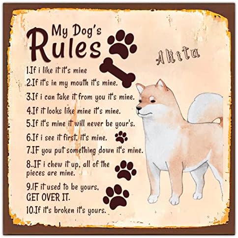 Alioyoit Забавно Куче-Метална Табела с Надпис Правила на Кучето ми Антикварен Знак на Поздрав Кучета Метален