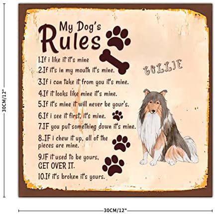 Alioyoit Забавно Метални Табели с надпис Правила на кучето ми, Ретро Закачалка за домашни Кучета, аксесоари за Врати Закачалка