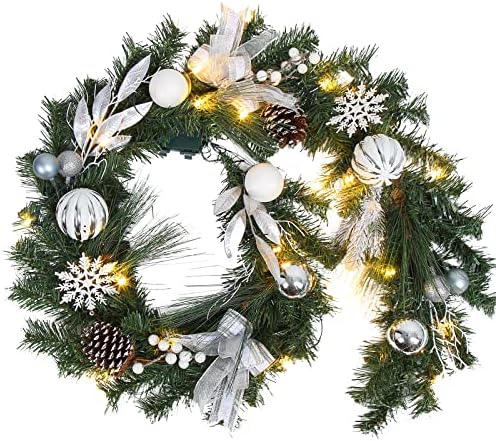 LinTimes 6-Подножието Предварително осветени Коледна Гирлянда с Подсветка, Изкуствена Коледна Зелен Ратан с