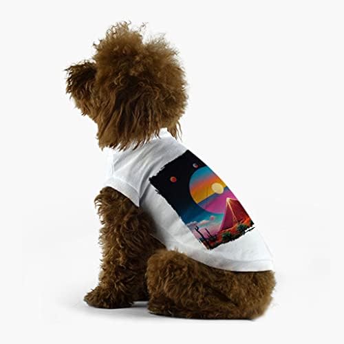 Тениска с Кошмарен модел за кучета - Тениска с Триппи-дизайн За Кучета - Дрехи с принтом за кучета - Бял, L