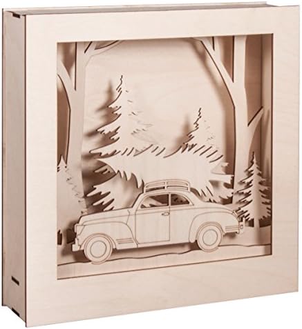 Rayher Shadow Box Строителен комплект с 3D Зимна Автомобилния Пейзаж, създаден, за да работи от дърво със собствените си ръце, 14 соединяемых части, 30x30x6,6 см