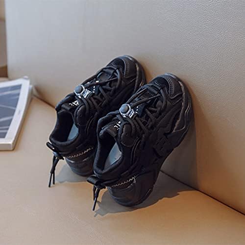 Zanjkr/Летни обувки; Модни детски спортни обувки На дебелото неплъзгащи подметки; Удобна однотонная градинска обувки с ластик и дантела (черен, за деца от 2,5 размер)