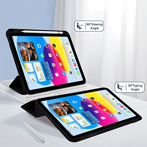 Калъф TopPerfekt за iPad на 10-то поколение 2022 10,9 см 2022 A2757 A2777 A2696, Противоударная рамка от TPU и защитен кожен калъф [Вграден държач за моливи, поддържа автоматичен режим на съ
