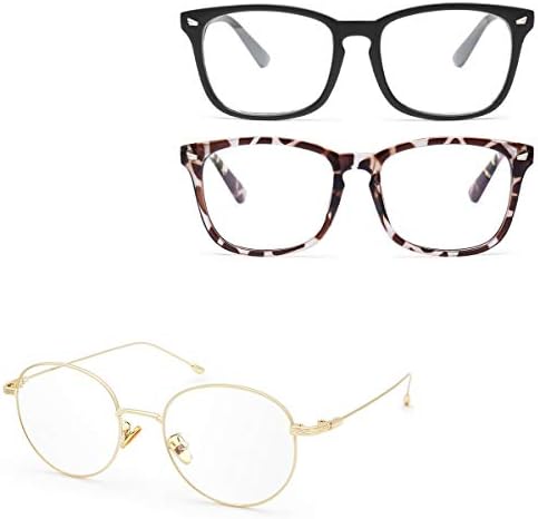 Livho 2 Опаковки Сини Екранировка Точки и Метални Кръгли Рамки за очила, Комплект Синьо-Екранировка на Очила