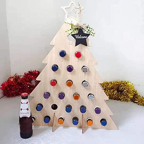 Коледен Адвент-Календар Вино Рафтове За Бутилки Вино, Коледно Дърво Рафтове От Дървен Коледен Адвент Календар