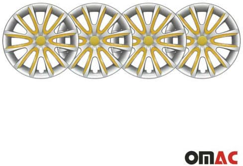 Джантите OMAC 16 Инча за Hyundai Сив и жълт цвят, 4 бр. Капака Джанти - Шапки ступиц - Подмяна на външната повърхност на автомобилни гуми