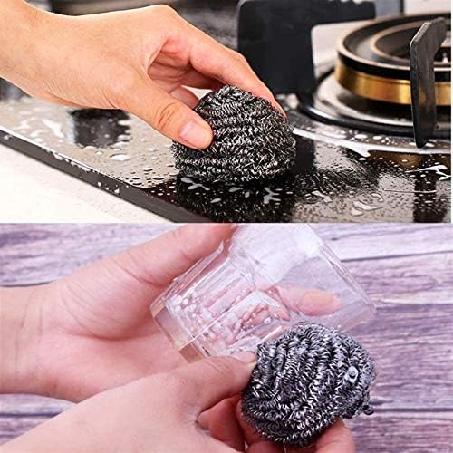Комплект от стоманени топки 20 топки + 1 дръжка на четка за печива домакински кухненски топка за почистване с дръжка