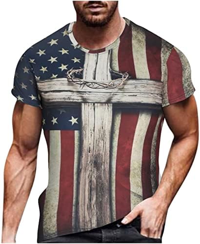 Патриотическая Тениска за Мъже, Тениски с Преминаването Принтом Ден на Независимостта, Ежедневни Свободна Тениска