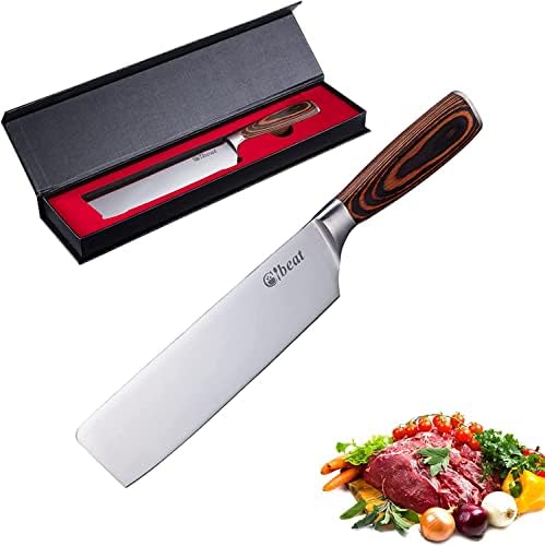Японски Нож на Главния готвач GlowSol, 7-Инчов Нож За Рязане на Месо и Зеленчуци, Касапин от Неръждаема Стомана,