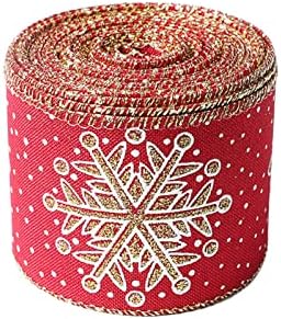 NEARTIME 10yd/960in Коледна Декоративна лента от полиестерна лента за украса на атмосферата на Коледната елха, Подарък Опаковъчна лента с принтом снежинки, индивидуален ук