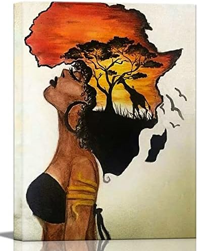 Афроамериканское Монтиране на Изкуството в рамка Плакати Тоскующая за Дома Африканска Жена, Картина върху Платно,