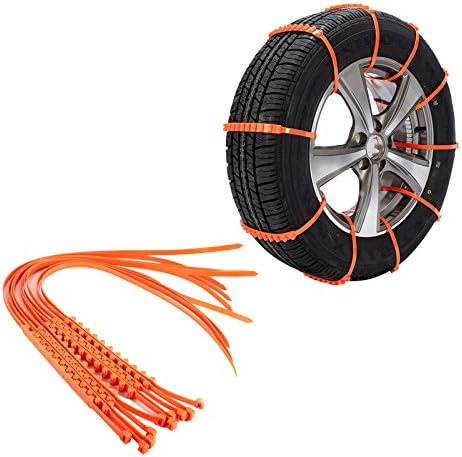 Вериги за гуми, 10шт за Многократна употреба Автомобилни Универсални Защитни Мини Верига За гуми, Сгъстено Сухожилията (Оранжев)