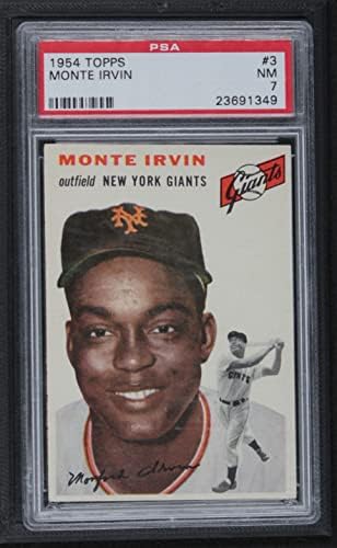 1954 Topps # 3 От Монте Ирвином Ню Йорк Джайентс (Бейзболна картичка) (Бяла завъртане) на PSA PSA 7.00 Джайентс