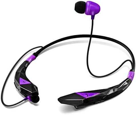 Безжична стерео Aduro Amplify Pro SBN45 СЪС слушалки-втулки на шията (черно / лилаво)