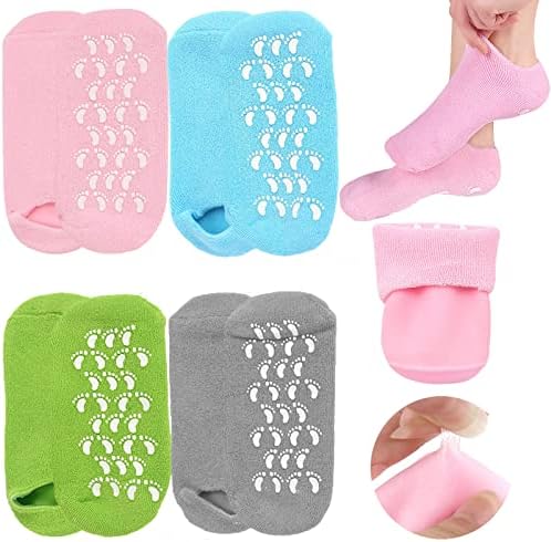 4 двойки овлажнители гелевых чорапи, нескользящие гел спа чорапи, гел чорапи за софия, за жени и мъже, сухи напукани