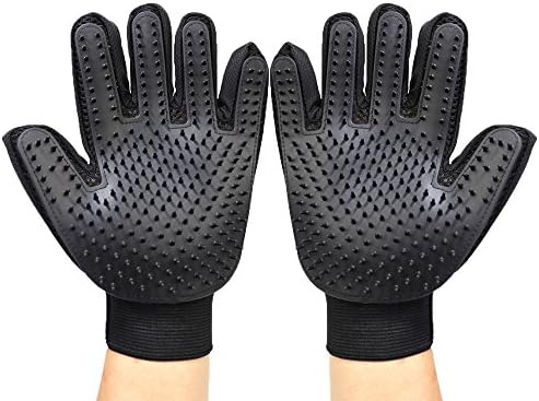 Ръкавици за грижа за домашни любимци N & F-Мека и ефективна рукавица за премахване на козината на домашни любимци-Лесно се поддава на грижа и добри.когато (черни)