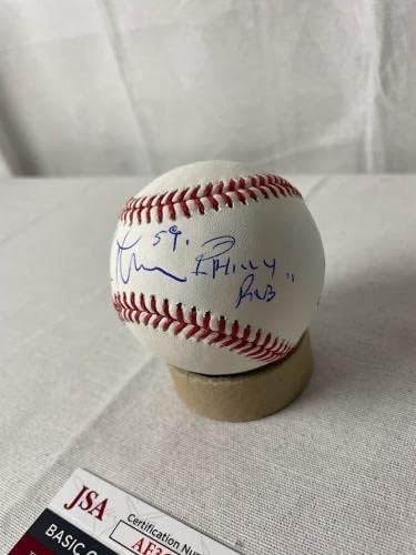 Роб Томпсън подписа договор с Филаделфия Rob с автограф OMLB Baseball JSA AF36915 - Бейзболни топки с автографи