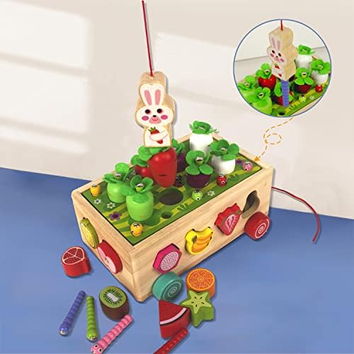 WOODENFUN Монтесори Играчки за момичета 1, 2, 3 години, Дървени Форма за прибиране на реколтата от Моркови, Пресевни