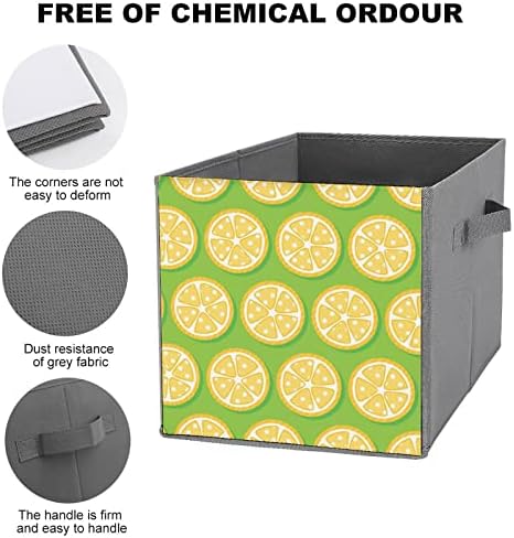 Nudquio Lemon Aroma Сгъваеми Кутии За Съхранение, за Сгъваеми Кутии, Текстилен Куб, Лесен Органайзер с Дръжки