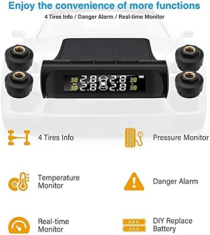 LIRUXUN Car ГУМИТЕ Универсална Автоматична Автомобилна Гума алармена Система за Контрол на Налягането в гумите и на Температурата с 4 Външни Сензори