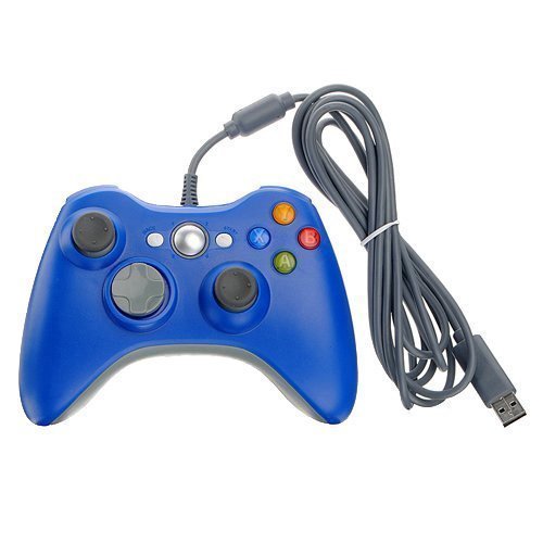 Halnziye Кабелен USB Геймпад Контролер за Xbox 360 на Microsoft Windows PC Син