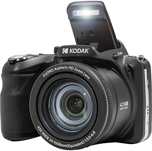 Цифров фотоапарат Kodak PIXPRO AZ425 + Карта с памет 64 GB + Калъф за фотоапарат (черен) + четец за карти USB + Настолен статив + Аксесоари (черен)