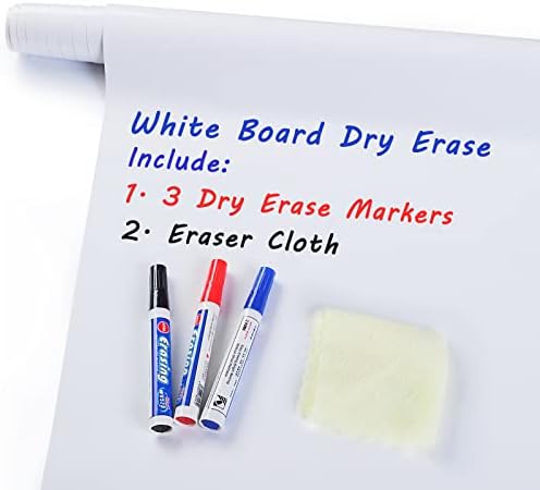 Бяла дъска за сухо изтриване Bloss, дължина 17,7 × 98,4 инча с 3 маркери за сухо изтриване, бяла дъска, за почистване