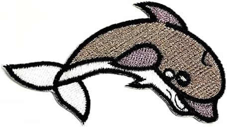 Kleenplus 3 бр.. Сив делфин, пришитый желязо, бродирани ленти, делфин, скъпа плаващ риба, мультяшная модни стикер, занаятчийски
