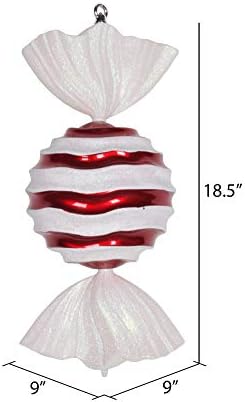 Викерман 18,5 Червено-Бяло Шарени Конфетное Коледна Украса във формата на Вълни
