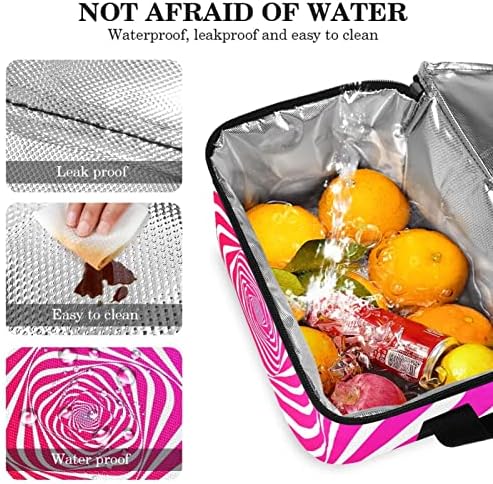 Чанта за доставка на храна Stripe Geometry Розова, Изолирано Чанта за продукти | Двойна Светкавица